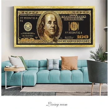 Kuldne Dollarit Raha Inspireeriv Plakat Lõuendile Maali Plakatid, Print Cuadros Seina Kunst elutuba Home Decor (raamita)