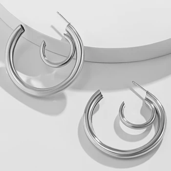 SHIXIN Double Layer C Kujuga Kõrvarõngad Naiste Mood Lihtne Avada Hoop Kõrvarõngad 2021 Trendikas korea Ring Kõrvarõngad Ehted Kingitused