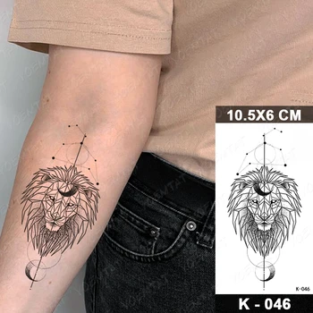 Veekindel Ajutine Tätoveering Kleebis Line Lõvi Päikeseloojangut Flash Tätoveering Hunt Rebane Loomade Käe Randme Võltsitud Tatto Body Art Naised Mehed
