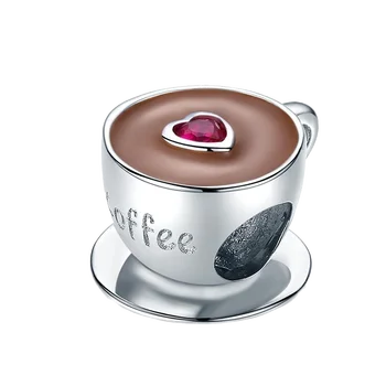 Uus valge spcer kohvi tassi Rant sobivus originaal Pandora charms hõbe 925 Käevõru naistele ehted