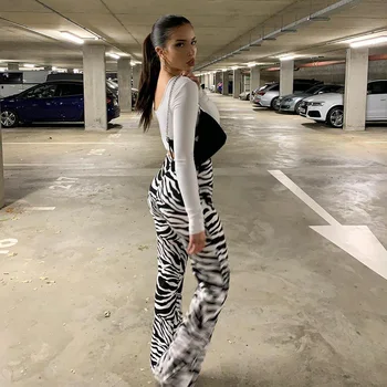 CDJLFH Zebra Print Lai Jalg Püksid Püksid Seksikas Kõrge Vöökoht Suvel Naiste Uued 2021 Kuum Mood Naiste Vabaaja Püksid Streetwear