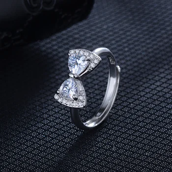 925 Sterling silver Ring Crystal Rhinestone Bowknot Rõngad, Resizable Suur Tsirkoon Rose Gold Vibu Naiste Crystal abielusõrmus