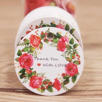 Valge paber kaardi silt 3x3cm ümar kuju käsitöö with love flower tag ilus pulm candy /kingi /kingitused märgis 2019