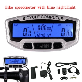 Veekindel LCD Jalgratta Jalgratta Kiiruse Mõõdik rattakompuuter Odomeeter, Spidomeeter Velometer Sinise Valguse jaoks Bike Traadita