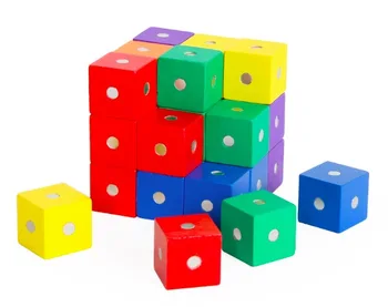 Kvaliteetne puidust Montessori haridus matemaatika mänguasi cube magnet-plokk puidust plokid õppevahendite värvi number kuju tunnetus