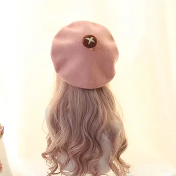 Karu barett käsitsi valmistatud villast vilt seene barett super armas müts maalikunstnik müts sügis-talv Vintage Lolita Girls Beanies hulgimüük