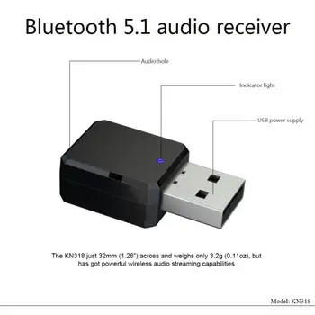 USB Juhtmeta Bluetooth-5.1 Audio Vastuvõtja Adapter Muusika Kõlarid, Käed-vaba Helistamine ja 3,5 mm AUX-Auto Stereo Bluetooth 5.1 Adapter