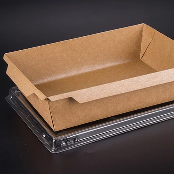 50tk Jõupaber, lunch box ühekordselt buffee square toidu kiire buffee pakendi tassi sushi salat puuviljade konteiner kaanega