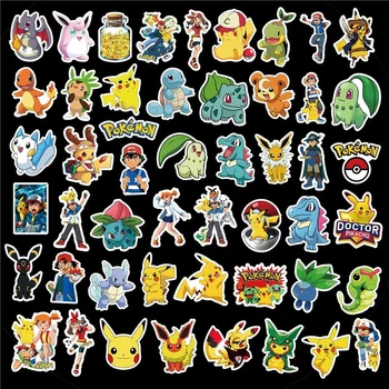 50TK/Pack Anime Pokemon Kleebis Sülearvuti Jalgratta Kodumasinad Pikachu Graffiti Teenetemärgi Kleebised Lastele Kingitus Mänguasi