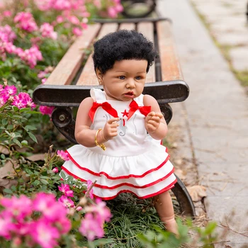 Uus Aafrika-Ameerika Tõetruu Uuestisündinud Baby Doll 23Inch 58cm Realistlik Vastsündinud Beebi Nukud Sinine Pruunid Silmad Tüdruk Boneca Mänguasjad