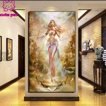 DIY Diamond maali set Fantaasia naine jumalanna muinasjutt Täis Ruut, ring Diamond drill tikandid ristpistes vaik decor suured