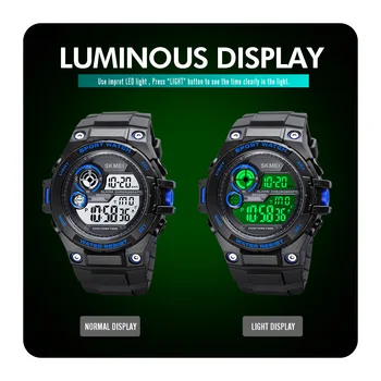 SKMEI 1759 Meeste Kellad Multifunktsionaalne Sõjalise LED-Ekraan PU Rihm Häire Digitaalse Sport Watch hombre 10 ATM Veekindel