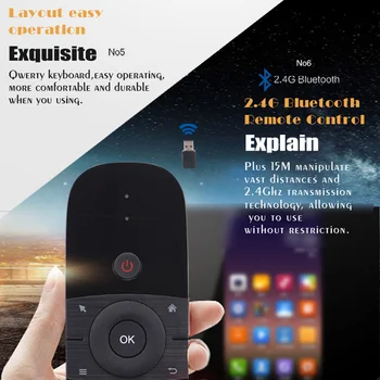 2.4 G Air Juhtmeta Klaviatuur 6-Telje Liikumise Mõttes IR Õppe puldiga w/ USB Vastuvõtja Smart TV Android TV BOX