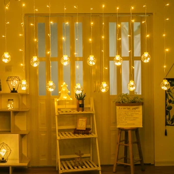 LED Jõulud Teenetemärgi Valgus String Kardin, Lamp on Veekindel Pesa Väljas Vanik Palli Tuled Tuba Decor Tuled Tarvikud