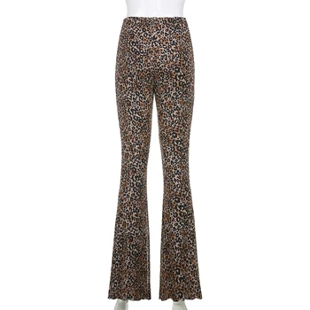 Leopard Põletatud Kõhn Pant Y2K Püksid E Girl Püksid Naiste Loomade Kaks kihti, mille Võrgusilma Esteetiline Naine Sweatpants Kevadel Lady Põhjad