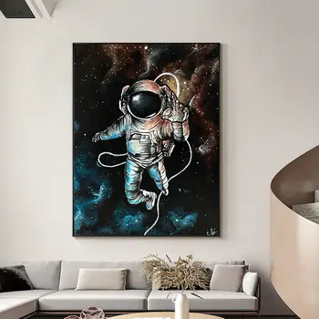 Abstraktne Astronaut Seina Art Lõuend Maali Cartoon Plakatid ja Pildid Cuadros Seina Art Pilte elutuba Kodu Kaunistamiseks