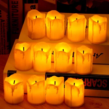 12tk Flameless LED Candle Light Bright Hubisev Pirn Akuga Tee Valguse Realistlik Leegid Võltsitud Küünal Jõulud