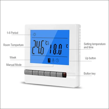RZ Kodu Thermoregulator 220V 16A LCD Programmeeritav põrandaküttega Ruumis Seina Digitaalne Termostaat Ruumi Temperatuuri Kontroller V705H
