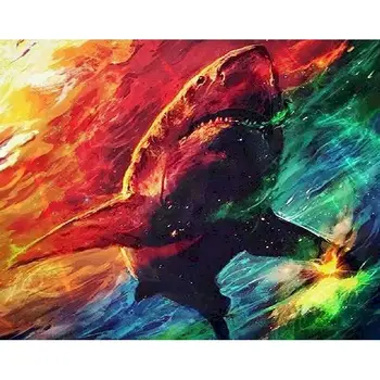 60x75cm Õli Pilte Numbrid DIY Loomade Värvimine Poolt Numbrid Lõuend Frameless Hai Kodu Kaunistamiseks Maali