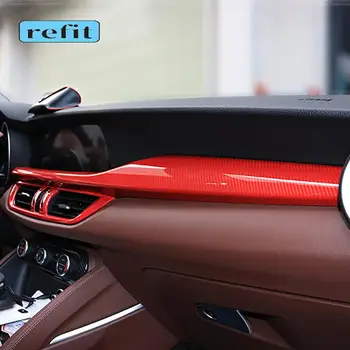 Auto armatuurlaua sisekujundus teenetemärgi kleebised keskne kontroll riba sisekujundus kleepsud Alfa Romeo stelvio interjööri muutmine