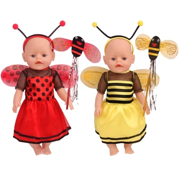 43 cm baby dolls riided Vastsündinud Halloween red bee set + magic wand + tiivad Beebi mänguasjad kleit sobib Ameerika 18 tolline Tüdrukute nukk f812