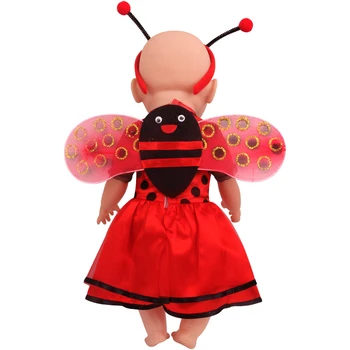 43 cm baby dolls riided Vastsündinud Halloween red bee set + magic wand + tiivad Beebi mänguasjad kleit sobib Ameerika 18 tolline Tüdrukute nukk f812