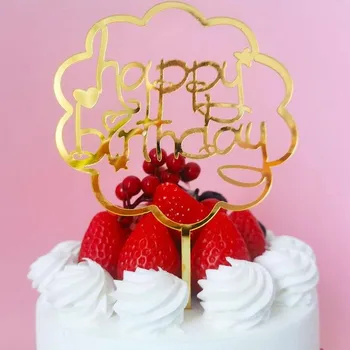 Käsitsi Kirjutamine Happy Birthday Cake Torukübar Partei Asjade Kvaliteetne Akrüül Kook Dekoratsioonid, Poiss, Tüdruk Lapsed Soosib Baby Shower