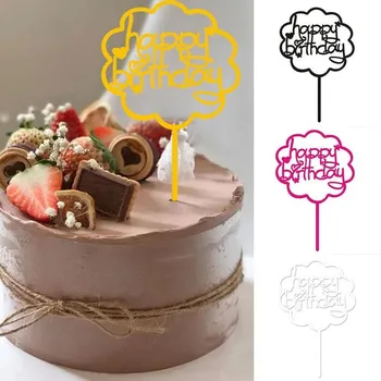 Käsitsi Kirjutamine Happy Birthday Cake Torukübar Partei Asjade Kvaliteetne Akrüül Kook Dekoratsioonid, Poiss, Tüdruk Lapsed Soosib Baby Shower
