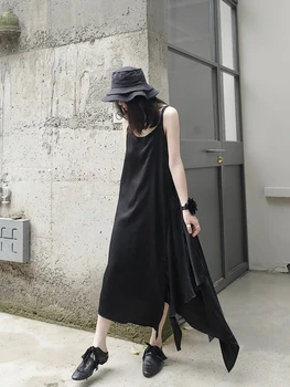 UMI MAO Yoji Yamamoto Tuul Tume Disain Dekonstruktsioon Asümmeetrilise Naiste Pilduma Suvel Maxi Kleit Naiste Ebaregulaarne Must Y2K Vadim