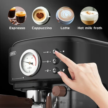 HiBREW täisautomaatne Espresso, Cappuccino ja Caffe 19Bar 3 in 1 Kohvi Masin, Automaat kuuma piima vaht ESE pod&Jahvatatud Kohvi H8A