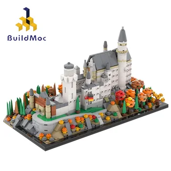 BuildMOC Looja Linna Maailma Kuulsad Hooned Saksamaa Uus-Luige Kivi Lossi Mudel Ehitusplokk Mänguasjad Kingitus Schloss Neuschwanstein