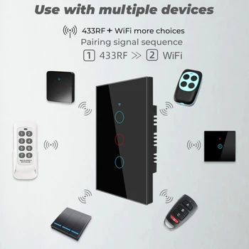 Wifi Smart Light Switch Klaasist Ekraan, Touch Panel hääljuhtimine Traadita Seina Lülitid Remote with Alexa Google ' i Kodu 1/2/3/4 Gang