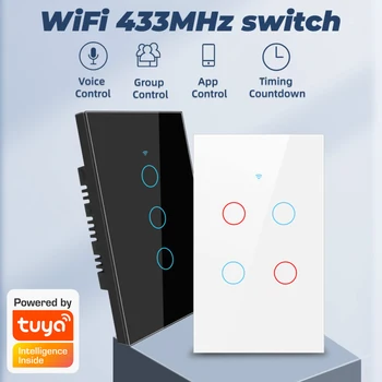 Wifi Smart Light Switch Klaasist Ekraan, Touch Panel hääljuhtimine Traadita Seina Lülitid Remote with Alexa Google ' i Kodu 1/2/3/4 Gang