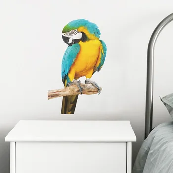 Uus Stiil Sinine-kollane Papagoi Seina Kleebis Magamistuba, elutuba Taust Kodu Kaunistamiseks Tapeet Loomade Seinamaaling Külmkapp Kleebised