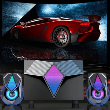 2tk Traadita Bluetooth-ühilduva Bass Kõlarid Stereo, Subwoofer, Ruumilise Heli Värviline LED Valgusega Toetada PC Sülearvuti