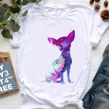 Akvarell Chihuahua Koera Loomade Prindi Tshirts Naiste Vogue Naljakas Koer Väljavalitu T-Särk Femme Harajuku Kawaii Riided T-Särk Naine