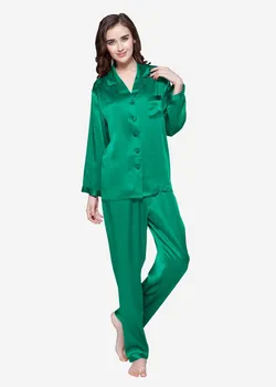 Tõeline Silk Pajama Set Magada Lounge Pidžaamad Loodusliku Nahahoolduse Naiste 22 Momme Mulberry Silk Pikad Varrukad Sleepwear Tasuta Shipping