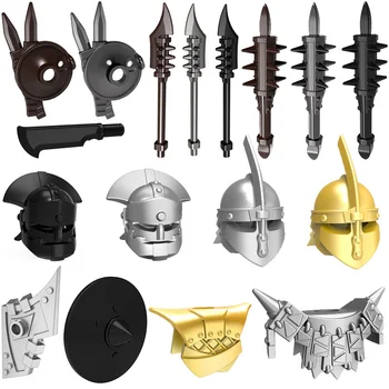 10tk/palju Keskaegseid Relvi Kilp, Kiiver keskajal Rooma Rüütlid, KES Hoone Plokid, Tellised Mänguasjad