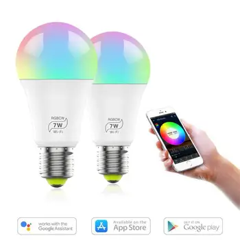1/2/3/6 Tk RGBW WIFI Smart Led Pirn 7W RGB Magic Lamp E27 Smart Home Valgustus Kooskõlas Alexa Google ' i Assistent, Uus