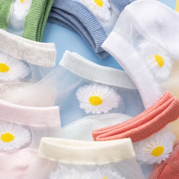 1 Paar Suve Õhuke Läbipaistev Sokid Daisy Candy Värvi klaaskiud Naiste Sokid 2021 Suvel Uus Stiil Armas Tüdruk Sokid