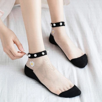1 Paar Suve Õhuke Läbipaistev Sokid Daisy Candy Värvi klaaskiud Naiste Sokid 2021 Suvel Uus Stiil Armas Tüdruk Sokid
