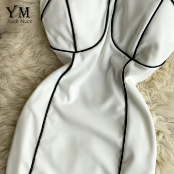 YuooMuoo Seksikas Öö Klubi Kleit 2021 Uus Mood Must Valge Värvi Kontrasti Mini Kleit Backless Bodycon Spagetid Rihm Kleit