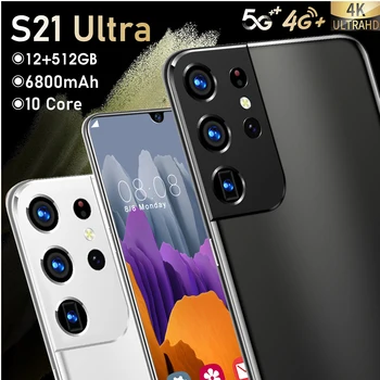 Hot Müük S21 Ultra 6.6 Tolline 256GB/512 GB 6800mAh Andriod 10 24+48MP Sõrmejälje Face ID Nutikas Telefon 5G Võrgu mobiiltelefoni MTK6889
