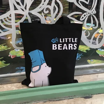 Trükkimine Canvas Õla Kott Kott Naiste ostukott INS Harajuku Vabaaja Cartoon Bear Käekott Mood Suure Mahutavusega