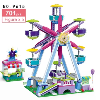 701Pcs Mänguväljak Ferris Wheel Mudel ehitusplokid Tüdrukud Sõbrad Roosa Unistus Girl Star Soovi Kokkupanek DIY Tellised Lapsed Mänguasjad