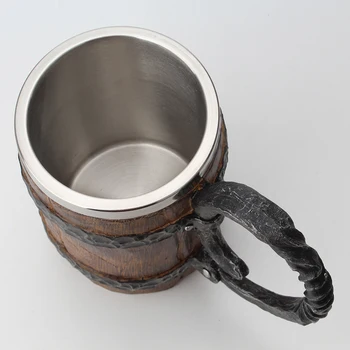 Vintage Loominguline Baar Viking Vaik Imiteerisid Puit Stiilis Cup Vaadis Õlu Kohvi Joomine Kruus Tee Metallist Isoleeritud Mängu Lovers Kingitus