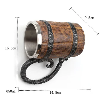 Vintage Loominguline Baar Viking Vaik Imiteerisid Puit Stiilis Cup Vaadis Õlu Kohvi Joomine Kruus Tee Metallist Isoleeritud Mängu Lovers Kingitus