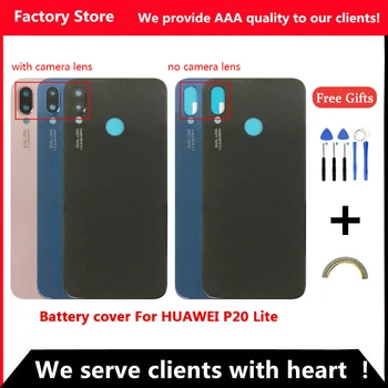 AAA Aku tagakaas Huawei P20 Lite Ukse Puhul HUAWEI P20 Lite Eluaseme Asendamine + tagumine Kaamera Klaasist Objektiiv Puhul