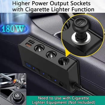 180W, sigaretisüütaja Jagaja 4 USB 3 Sigari Kergemad Pesa LED Digitaalne näidik Auto Laadija Koos Voltmeeter 12-24V Sõidukid