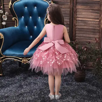 Lapsed kleidid tüdrukute Lille tikandid tutu Lapsed Riided Elegent profileerimine Tüdrukute Kleidid Lastele Printsess Partei Custumes